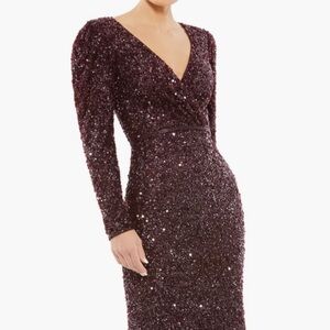 Mac duggal Long Sleeve Sequin Trumpet Gown size 2